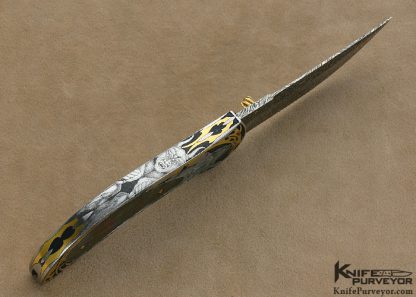 Matthew Lerch Custom Knife Ray Cover Jr. Engraved Black Lip Tahitian Pearl Shell Interframe "Richfield" D/A Linerlock - Image 7