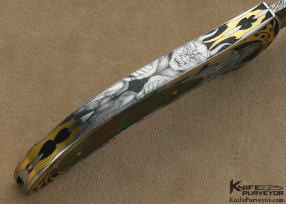 Matthew Lerch Custom Knife Ray Cover Jr. Engraved Black Lip Tahitian Pearl Shell Interframe "Richfield" D/A Linerlock - Image 8