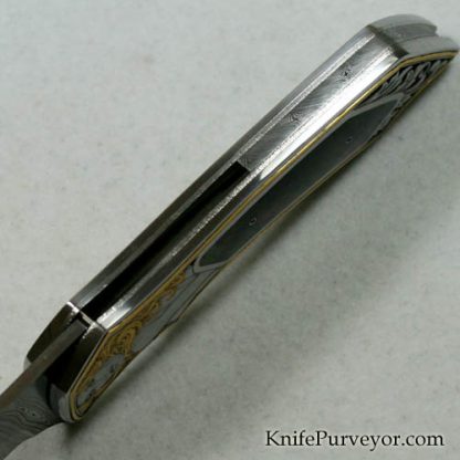 Matthew Lerch Custom Knife Blacklip Pearl Flipper Engraved by Jon Robyn - Image 4