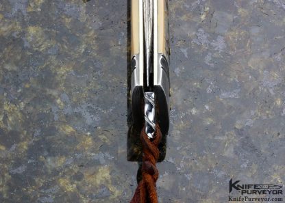 Kay Embretsen Custom Knife  Sole Authorship Damascus Double Bolster Lockback Scrimshawed Matthew Stodhart "Caribou and Wolves" (Featured in a Video) - Image 8