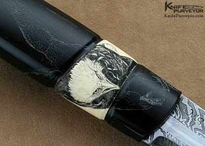 Mattias Styrefors Custom Knife Sole Authorship Scrimshawed Damascus Hunter - Image 4