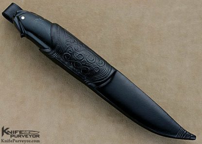Mattias Styrefors Custom Knife Sole Authorship Scrimshawed Damascus Hunter - Image 5