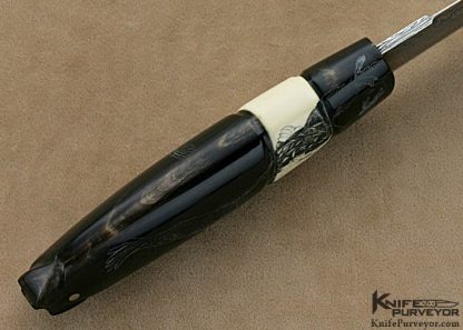 Mattias Styrefors Custom Knife Sole Authorship Scrimshawed Damascus Hunter - Image 6