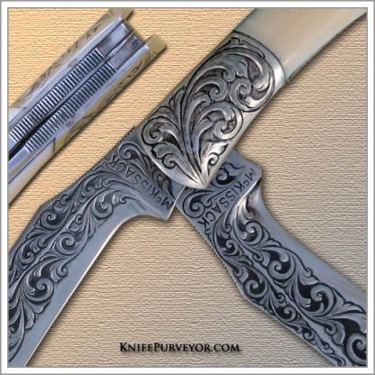 Thomas McKissak's Custom Knife: 2 Bladed Engraved Trapper - Image 2