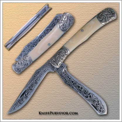 Thomas McKissak's Custom Knife: 2 Bladed Engraved Trapper