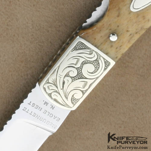 Harvey McBurnette Custom Knives Sole Authorship Engraved Lockback Oosic Folder - Image 2