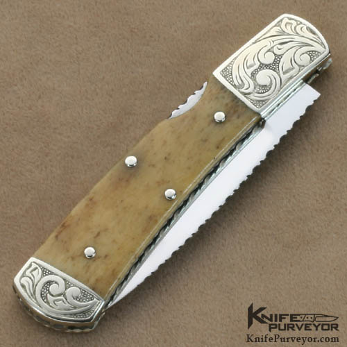 Harvey McBurnette Custom Knives Sole Authorship Engraved Lockback Oosic Folder - Image 3
