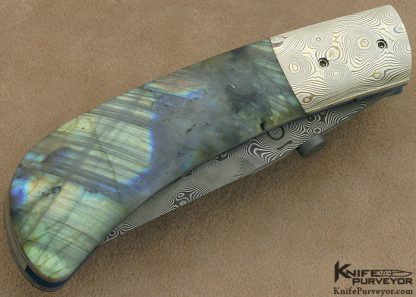 Mel Nishiuchi Custom Knife Devin Thomas "Raindrop" Damascus, Mokume and Labradorite Linerlock - Image 3
