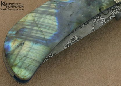 Mel Nishiuchi Custom Knife Devin Thomas "Raindrop" Damascus, Mokume and Labradorite Linerlock - Image 5