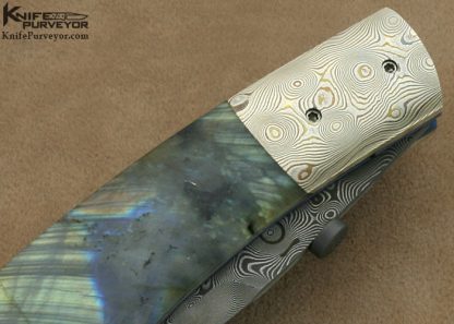 Mel Nishiuchi Custom Knife Devin Thomas "Raindrop" Damascus, Mokume and Labradorite Linerlock - Image 4