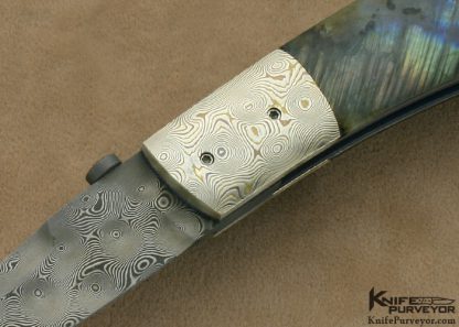 Mel Nishiuchi Custom Knife Devin Thomas "Raindrop" Damascus, Mokume and Labradorite Linerlock - Image 2