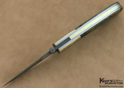 Mel Nishiuchi Custom Knife Devin Thomas "Raindrop" Damascus, Mokume and Labradorite Linerlock - Image 7