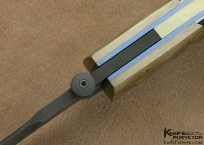 Mel Nishiuchi Custom Knife Devin Thomas "Raindrop" Damascus, Mokume and Labradorite Linerlock - Image 8