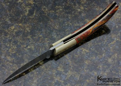 Mel Nishuichi Custom Knife Devin Thomas Stainless Ladder Damascus Blade with Mokume Bolsters and Australian Water Jasper with Hidden Screw Construction - Image 4