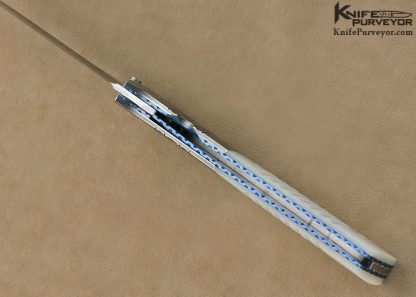 Mel Pardue Custom Knife Fluted Mother of Pearl Shell and Fluted Damascus Linerlock Dagger - Image 8