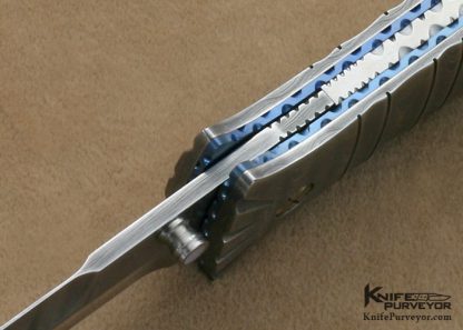 Mel Pardue Custom Knife Fluted Mother of Pearl Shell and Fluted Damascus Linerlock Dagger - Image 7