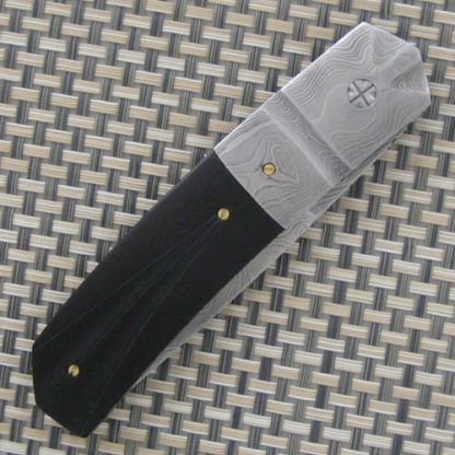 Mel Pardue Custom Knife Black Buffalo Horn and Damascus Linerlock - Image 2