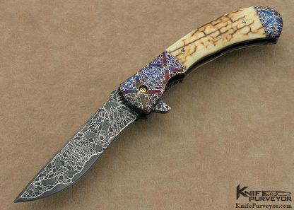 A.C. "Tony" Metsala Custom Knife Sole Authorship Damascus One of a Kind Flipper Liinerlock