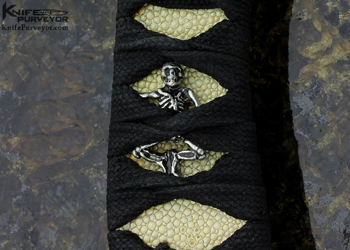 Michael Burch Custom Knife Cord Wrapped Stingray with Skeleton Menuki Fixed Blade - Image 5