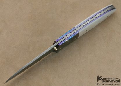 Michael J. Smith Custom Knife Mother of Pearl Shell & Damascus Linerlock - Image 4