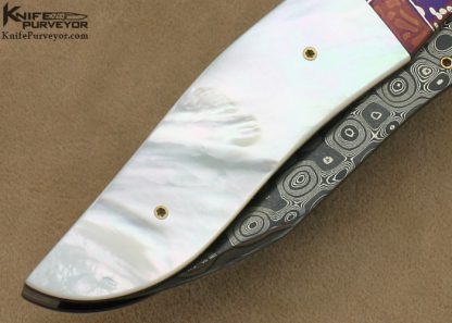 Michael J. Smith Custom Knife Mother of Pearl Shell & Damascus Linerlock - Image 5