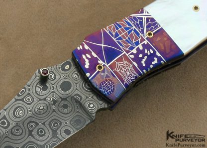 Michael J. Smith Custom Knife Mother of Pearl Shell & Damascus Linerlock - Image 2