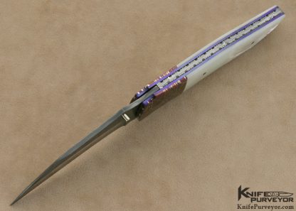 Michael J. Smith Custom Knife Mother of Pearl Shell & Damascus Linerlock - Image 6
