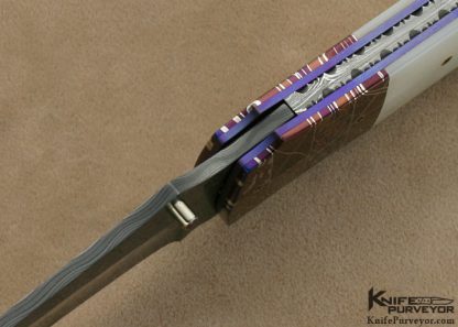 Michael J. Smith Custom Knife Mother of Pearl Shell & Damascus Linerlock - Image 7
