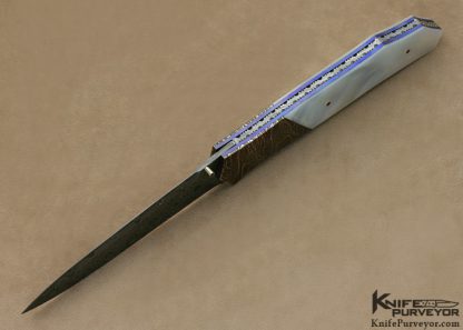 Michael J. Smith Custom Knife Damascus & Mother of Pearl Shell Linerlock - Image 4