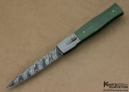 M.J. Smith Custom Knife Damascus & Verdite Auto Linerlock