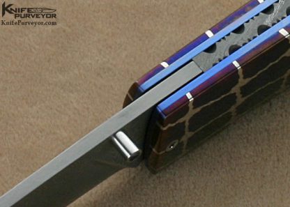 Michael J. Smith Custom Knives Carved South Sea Goldlip Pearl & Damascus "Rambler" Linerlock - Image 5