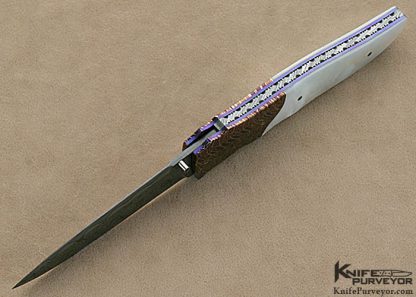 Michael J. Smith Custom Knives Mother of Pearl & Damascus "Strait Crescent" Linerlock - Image 4