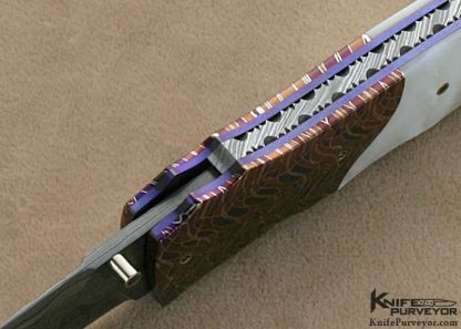 Michael J. Smith Custom Knives Mother of Pearl & Damascus "Strait Crescent" Linerlock - Image 5
