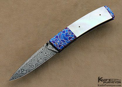 Michael J. Smith Custom Knives Mother of Pearl & Damascus "Conqueror" Linerlock