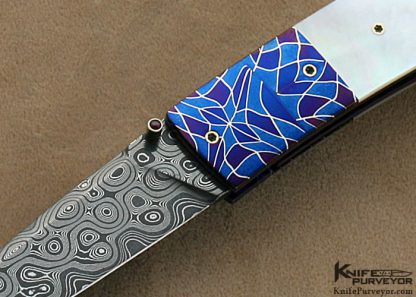 Michael J. Smith Custom Knives Mother of Pearl & Damascus "Conqueror" Linerlock - Image 2
