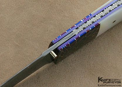 Michael J. Smith Custom Knives Mother of Pearl & Damascus "Conqueror" Linerlock - Image 5