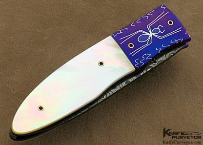Michael J. Smith Custom Knives Mother of Pearl & Damascus "Gent's Folder" Linerlock - Image 3