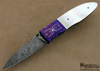 Michael J. Smith Custom Knives Mother of Pearl & Damascus "Gent's Folder" Linerlock