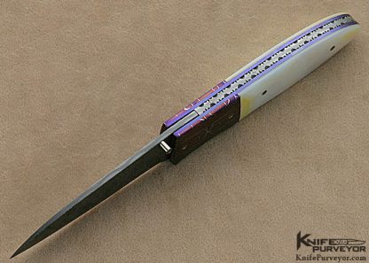 Michael J. Smith Custom Knives Mother of Pearl & Damascus "Gent's Folder" Linerlock - Image 4