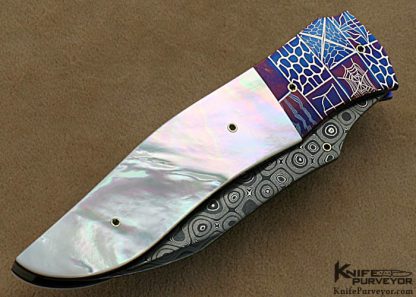 Michael J. Smith Custom Knives Mother of Pearl & Damascus "Crescent Moon" Linerlock - Image 3