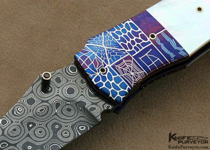 Michael J. Smith Custom Knives Mother of Pearl & Damascus "Crescent Moon" Linerlock - Image 2