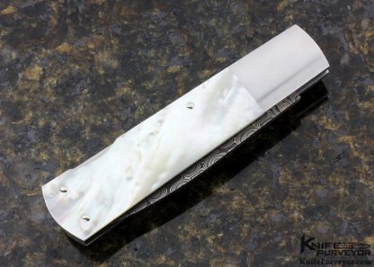 Michael Ulrich Custom Knife Mike Norris "Raindrop" Damascus and Mother of Pearl Lockback - Image 3