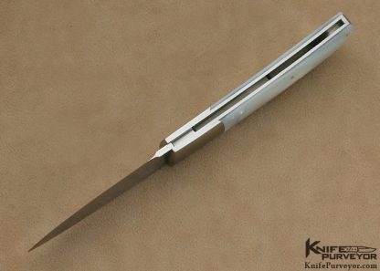 Michael Ulrich Custom Knife Mother of Pearl Shell with 14Kt Gold Pins Lockback - Image 5