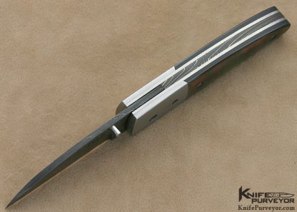 Michael Vagnino Custom Knife Sole Authorship Damascus & Black Lip Tahitian Pearl Shell Linerlock - Image 4
