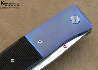 Michael Walker Custom Knife Machined Linen Micarta Anodized Titanium Bolstered Linerlock - Image 4