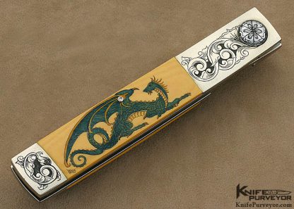 Michael Walker Custom Knife Tanto Engraved and Scrimshawed by Patricia Walker - Image 4