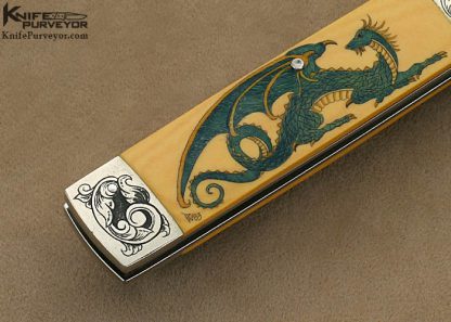 Michael Walker Custom Knife Tanto Engraved and Scrimshawed by Patricia Walker - Image 6