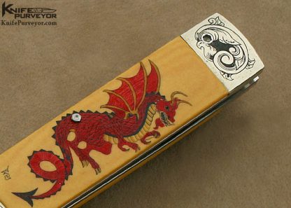 Michael Walker Custom Knife Tanto Engraved and Scrimshawed by Patricia Walker - Image 3