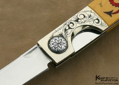Michael Walker Custom Knife Tanto Engraved and Scrimshawed by Patricia Walker - Image 2