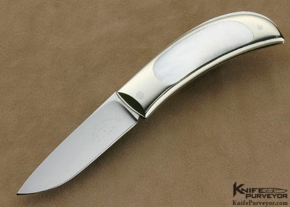 Michael Walker Custom Knives 1983 Made "Walker's Lockers" Mother of Pearl Shell Interframe Lockback